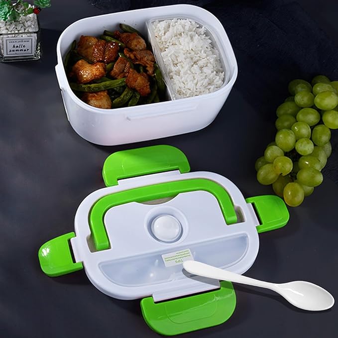 INVODA Electric Lunch Box 110V Food Heating Lunch Hot Box Portable Insulated Bento Box Electric Lunch Container for Office Travel Home (Green)