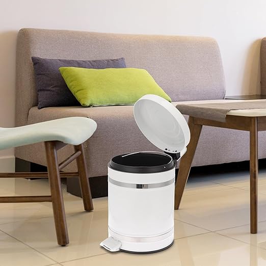 MAGICLULU Iron Foot Pedal Trash Can with Lid, 12l Round Household Waste Container, Multi-Function Bathroom Garbage Bin for Home and Office Use