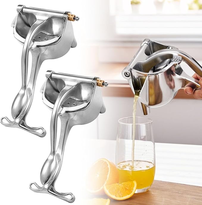 Heavy Duty Manual Fruit Juicer Press, Upgraded Fruit Juice Squeezer Handheld Aluminum Alloy, Non-Slip Ergonomic Grip, Easy to Use & Clean, Efficient Extraction of Citrus, and Other Fruits (2)