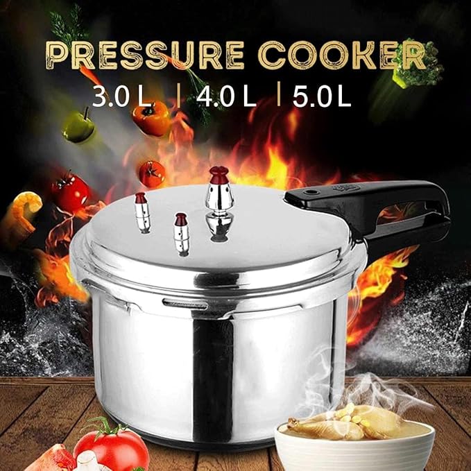 Electric Pressure Cooker, Kitchen Pressure Cooker Cookware 18/20/22cm Gas Stove/Open Fire Pressure Cooker Outdoor Camping Cook Tool Steamer,One Color-3L