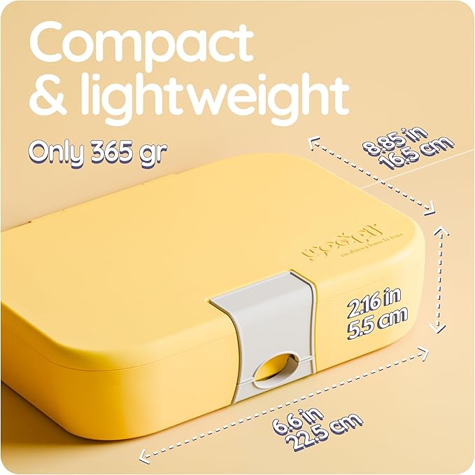 YOOPI Lunch Boxes for Kids–Toddler Bento Box with 4 Leakproof Compartment Food Bentobox Container,Lunch Box for School with Lunchbox Containers, Lightweight Sandwich Box & Snack Box (Yellow)
