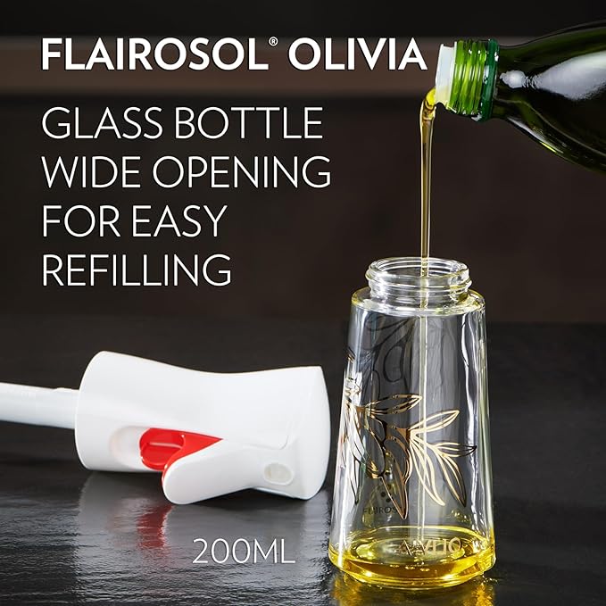 FLAIROSOL OLIVIA 130ML and 200ML Oil Sprayer for Cooking, Glass Olive Oil Sprayer