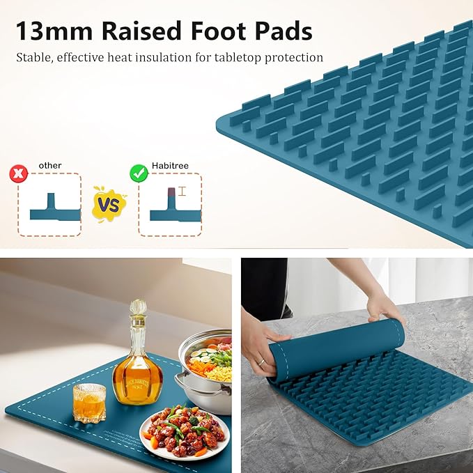 Warming Silicone Mat for Food - Day Gifts Kitchen Gadget, Graphene Rapid Heating, Warming Tray with 6-Level Temp Control, Rollable, Easy Clean - Ideal for Parties, Gatherings (Peacock blue)