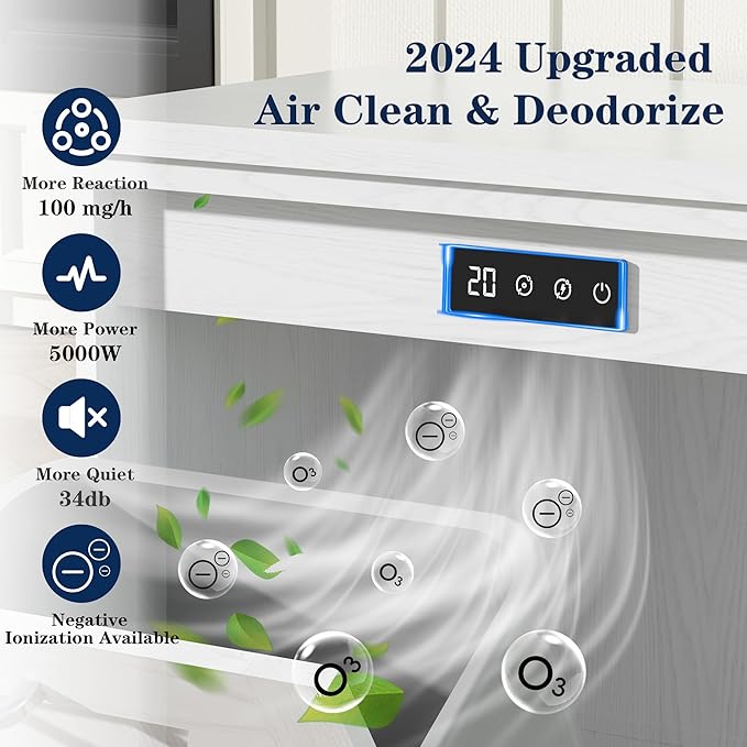 TOLEAD 13 Gallon Tilt Out Trash Can Cabinet, Kitchen Trash Cabinet Hidden Trash Can with Deodorizing & Negative Ion Pet Proof for Kitchen,Dining Room, Living Room,White