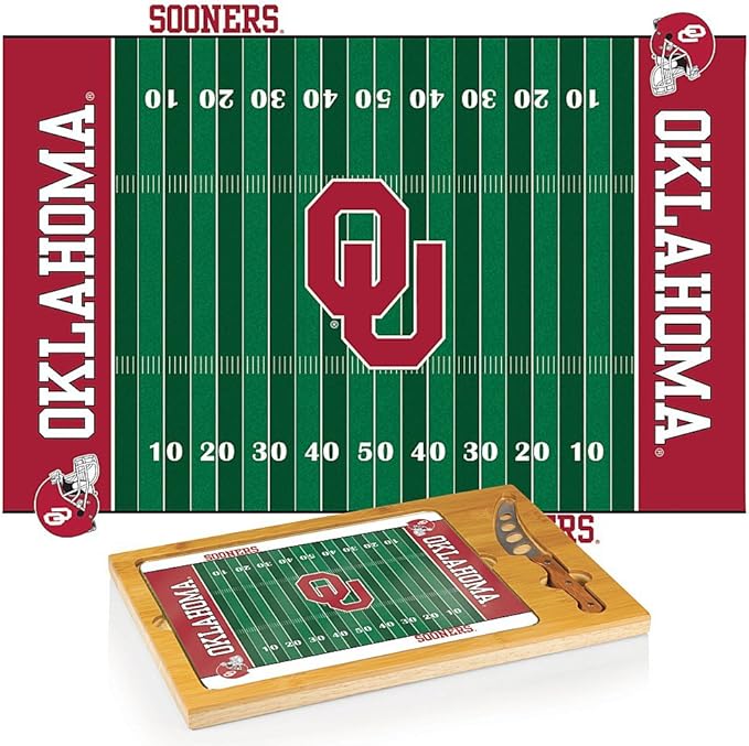 PICNIC TIME NCAA Icon Glass Top Cutting Board & Knife Set, Cheese Boards Charcuterie Boards, Serving Platter, (Parawood & Bamboo)