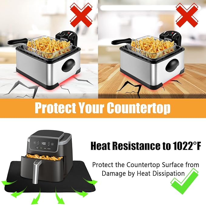 Heat Resistant Mat for Air Fryer,Deep Fryer,Oven,16x24in Hot Pads for Kitchen Counter Heat Protector,Under Coffee Maker Mats for Quartz Countertop Protector,Deep Fryer Coffee Machine Accessories