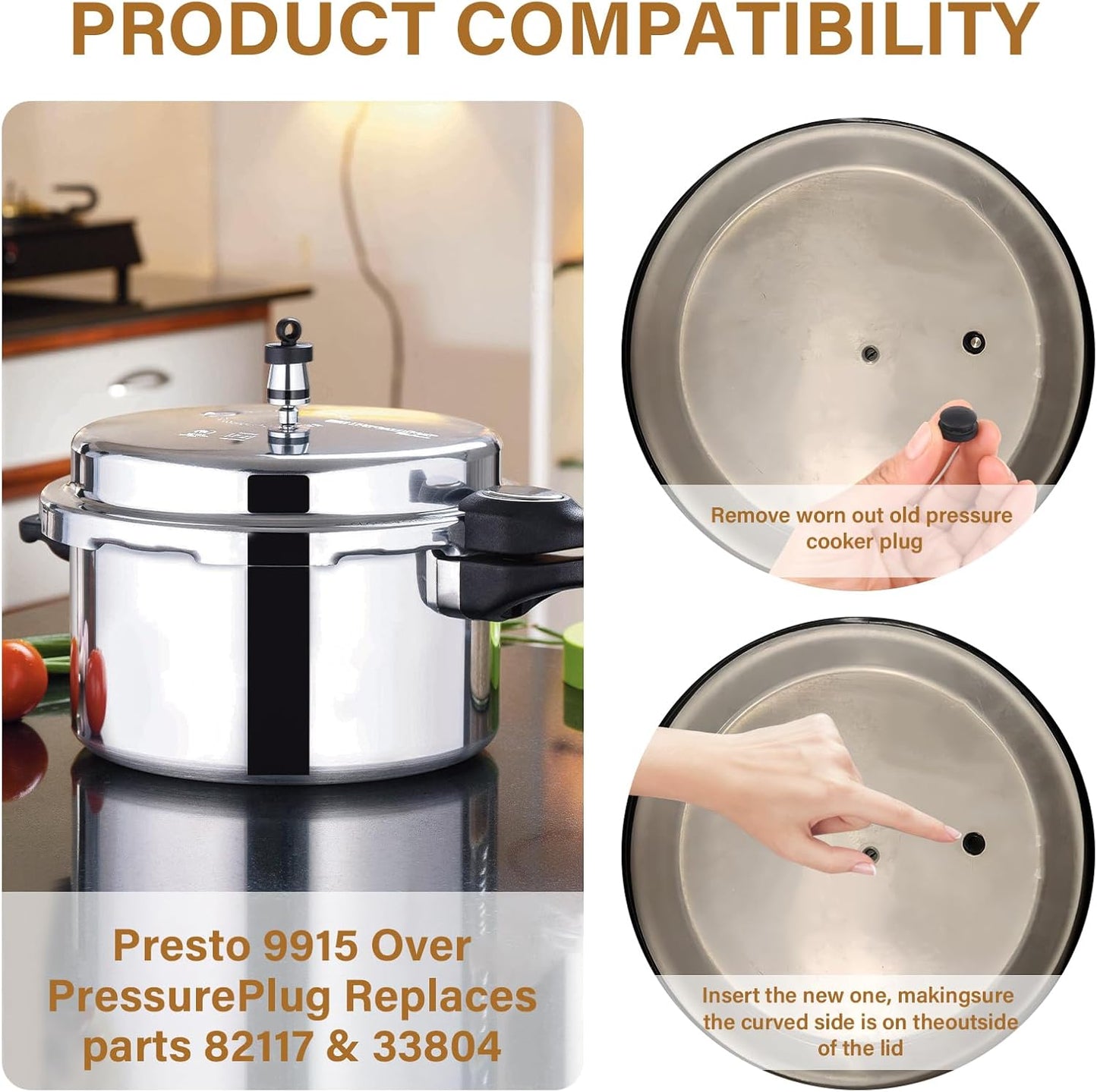 09915 Pressure Cooker Overpressure Plug (6 Pack) Replacement for fits for Presto,Pressure Cooker accessories