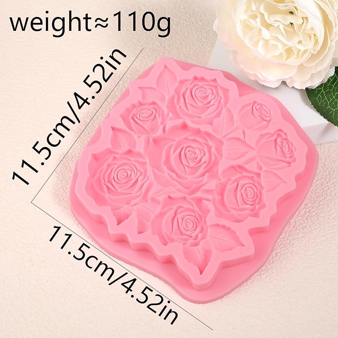 1 Pcs Rose Fondant Mold, Exquisite Flower Candy Silicone Mold, for Home Kitchen Baking Cookies Chocolate Salted Dough Almond Candy Flower Paste Chewing Gum DIY Resin Crafts Clay Shapes Soap