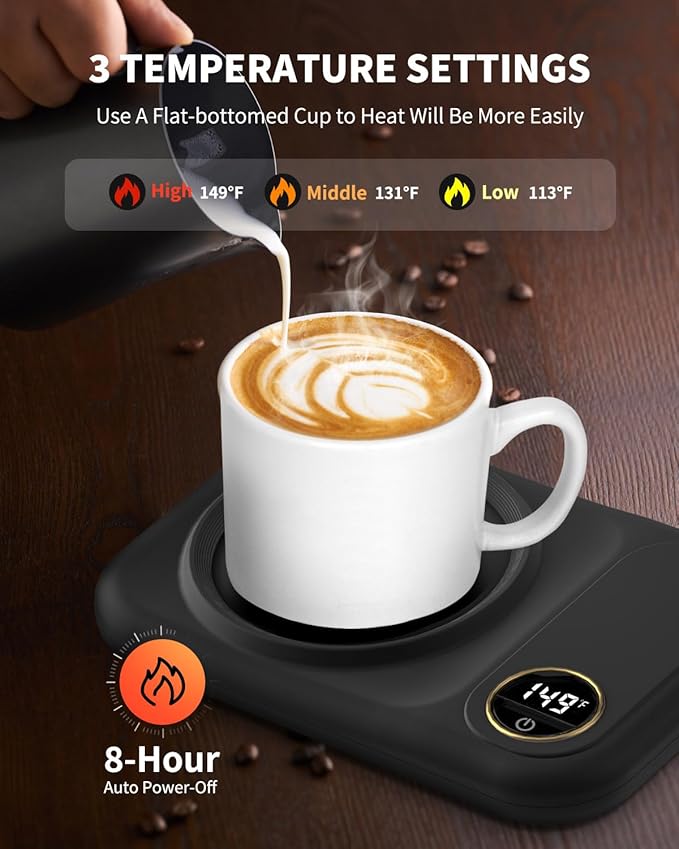 Coffee Mug Warmer, 3-Temp Settings USB Coffee Mug Warmer, 113℉/131℉/149℉ Plug in USB Candle Warmer Beverage for Coffee, Cocoa, Tea, Candle, Mom Gifts Women Gifts
