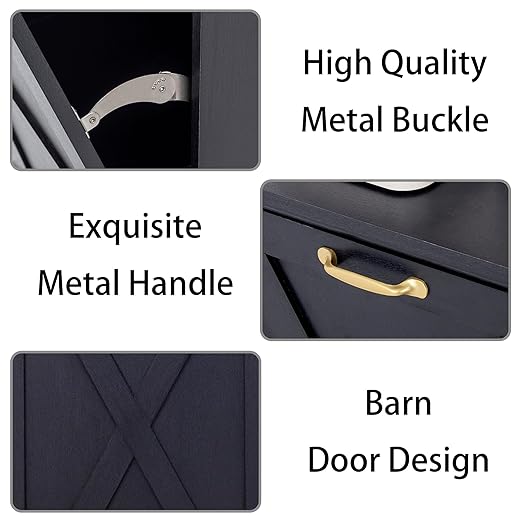 13 Gallons Tilt Out Trash Cabinet, Hidden Trash Can Cabinet Wooden Tilt Out Pet Proof Hidden Trash Bin Cabinet for Kitchen (Black)