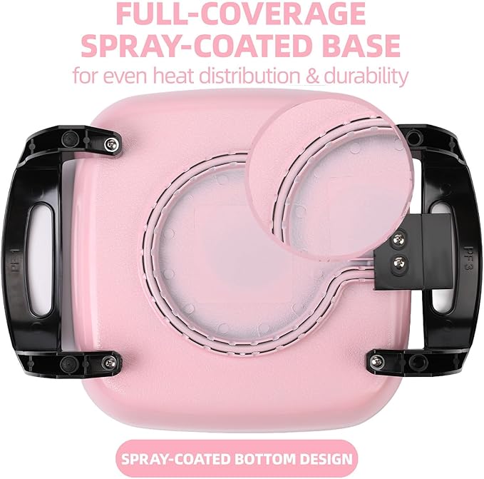 12" Ceramic Nonstick Electric Skillet with Tempered Vented Glass Lid, Scratch-Resistant Surface, Cool-Touch Handles, Removable Easy-to-Clean Design, 1200W, Vibrant Pink