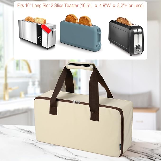 Beautyflier Carrying Bag for Mueller UltraToast 2 Slice Toaster, Portable Carry Case for 10'' Long Slot Bella 2 Slice Toaster, Travel Storage Bag with Hand Strap, Durable and Long-Lasting (Bag Only)