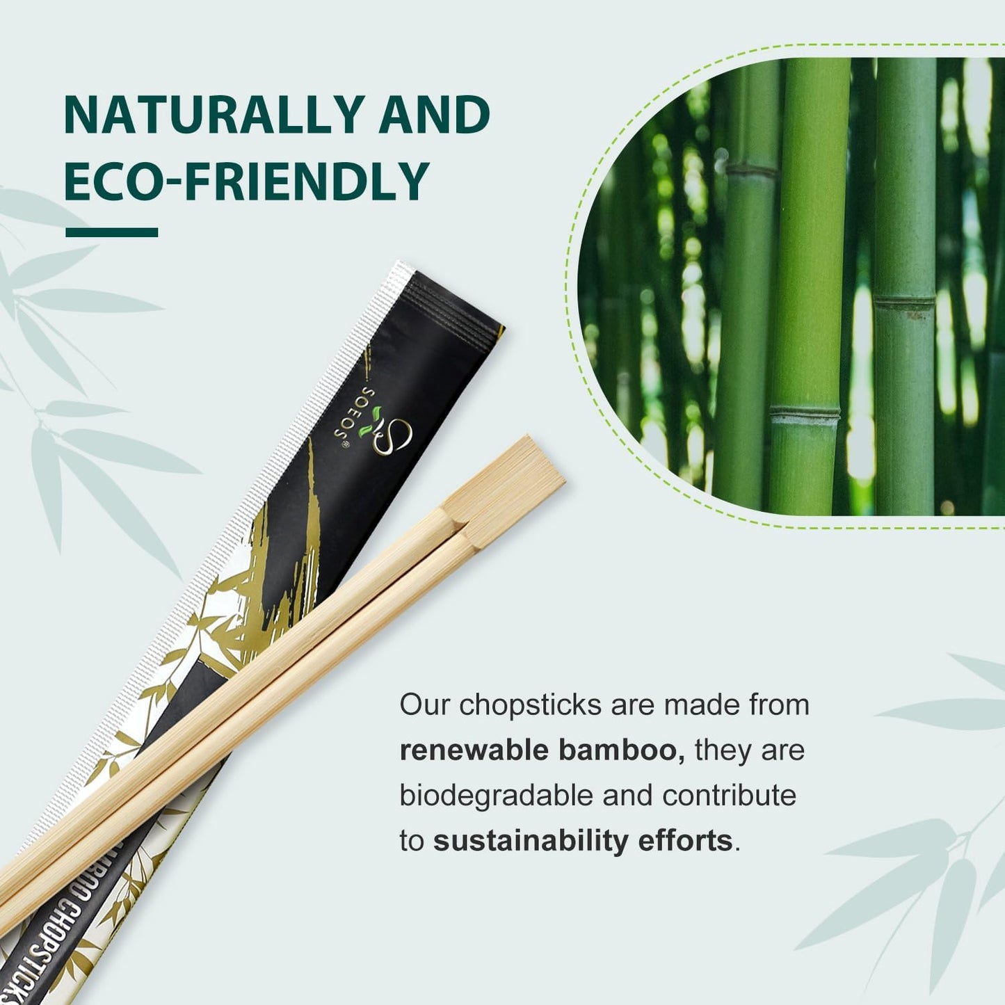Soeos 200 Disposable Chopsticks Bulk - Natural Wooden Chopsticks & Bamboo Chopstick for Sushi, Takeout, Party - Splinter-Free, Individually Wrapped Single-Use Chopstick (Approx.200 Pairs)