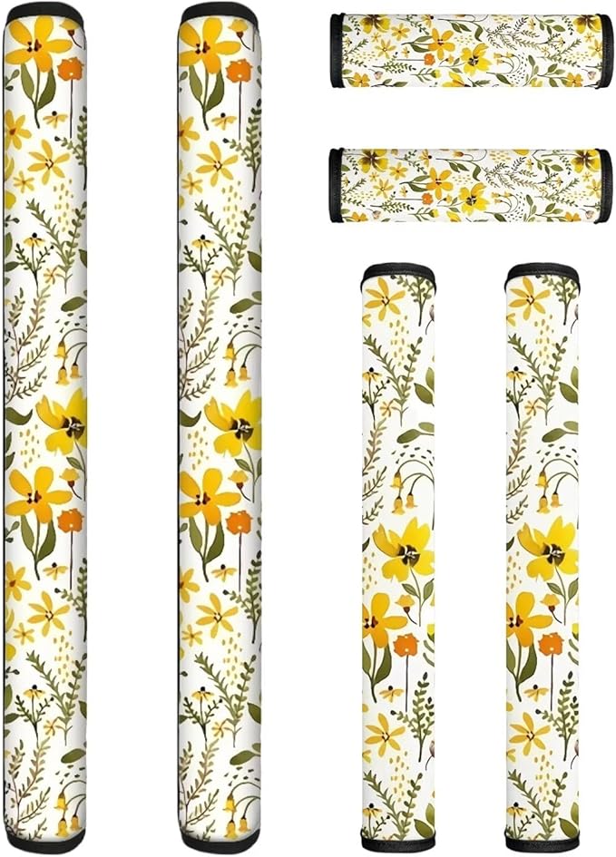 Refrigerator Door Handle Covers Set of 6, Antiskid Protector for Fridge Oven Dishwasher Keep Your Kitchen Appliance Clean from Smudges, Food Stains, Yellow Flower