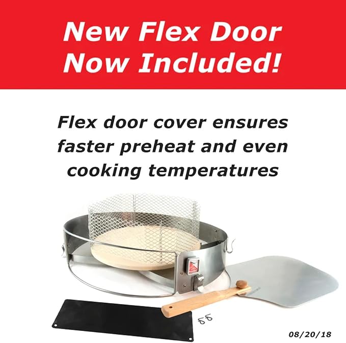 Pizzacraft PC7001 PizzaQue Deluxe Outdoor Pizza Oven Kettle Grill Conversion Kit, Silver, 18''/22.5''