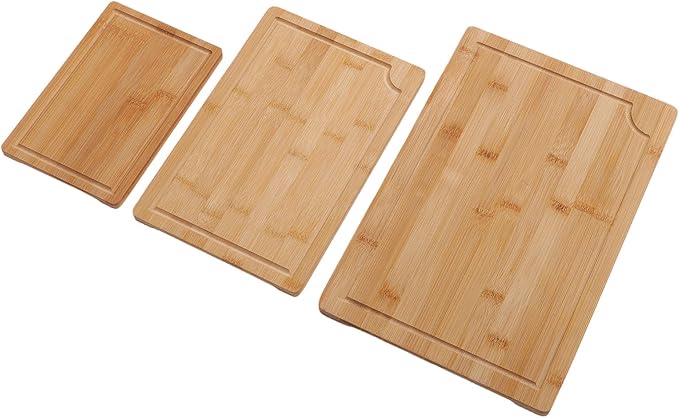 Dpofirs Cutting Board Set With Inner Handles And Grooves | Three Piece Wood Chopping Boards Smooth Surface For Cleaver And Kitchen Prep