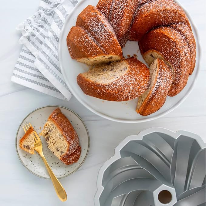 Nordic Ware NW 95577 75th Anniversary Braided Rope Bundt Cake Pan, Gold 12 Cup Capacity