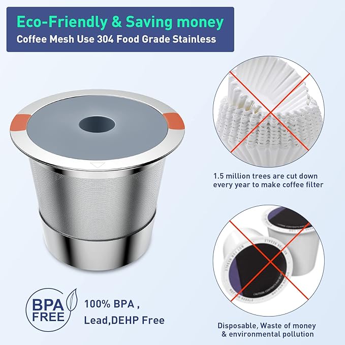 Reusable K Cups | Reusable K Cups for Keurig 1.0 & 2.0 Single Cup Coffee Makers,Stainless Steel Integrated Mesh Strainer keurig accessories (4 pack)