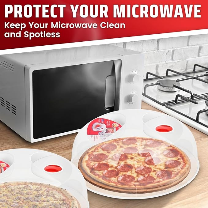 Flexzion 2 Pack 10 Inch Small Microwave Splatter Cover - BPA-Free Anti-Splatter Microwave Cover with Adjustable Steam Vent, Dishwasher Safe, Transparent Plastic Food Covers for Microwave Cooking