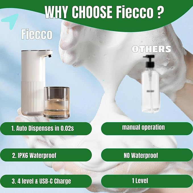Automatic Soap Dispenser, Touchless Foaming Soap Dispenser Bathroom,Upgrade Hand & Dish Electric Dispenser 4-Level Adjustable Waterproof Wall Mount Kitchen Auto Soap Pump for Thin & Thick Liquid