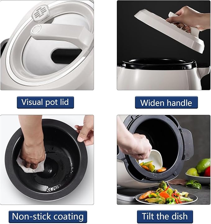 Automatic Cooking Machine, 6L Auto Cooking Wok Fried Rice Machine,One-Click Smart Start, 360 ° Automatic Rotation, for Stir Frying,Stewing,Cooking,110V1000W