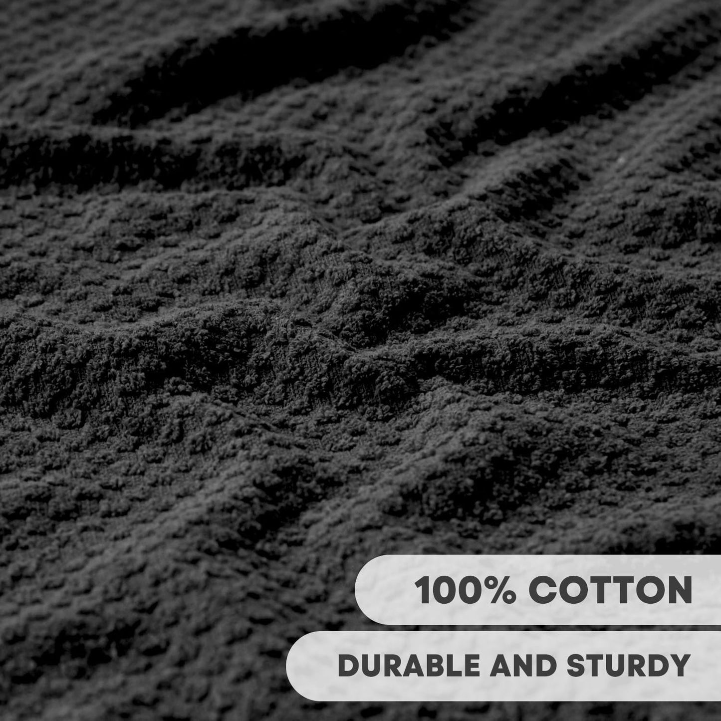 Artoid Mode Ring Spun Cotton Black Dishcloth Kitchen Towels, 12x12 Inch Ultra Soft Absorbent Quick Drying Household Cleaning Kitchen Rags Set of 4