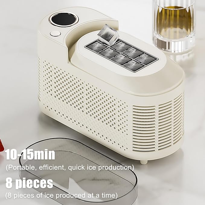 mini Ice Maker Machine Counter Top for Home, Portable Small Clear Ice Cube Maker, ce Ready in 10 Mins, Low Noise & Energy Saving, Easy to Clean (White #Name?)