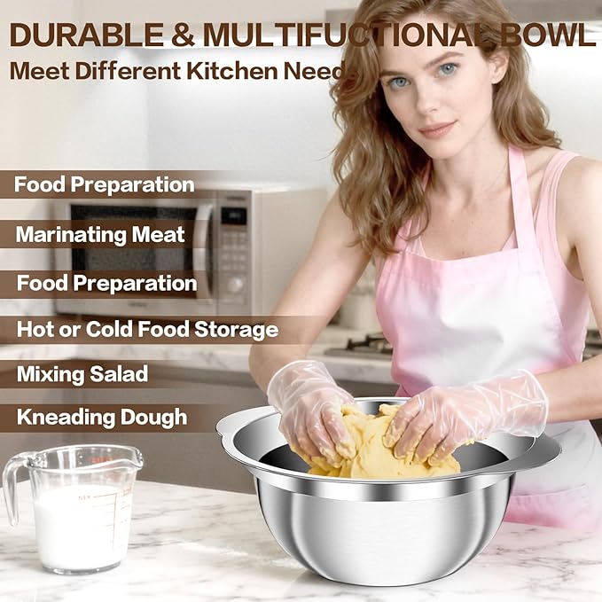 Stainless Steel Strainer with Mixing Bowl, Rice Washer, Colander for Kitchen, Rice Strainer, Fruit and Vegetable Wash, Microporous Colander, Fruit Cleaner Bowl, Dishwasher Safe, 2 Quart