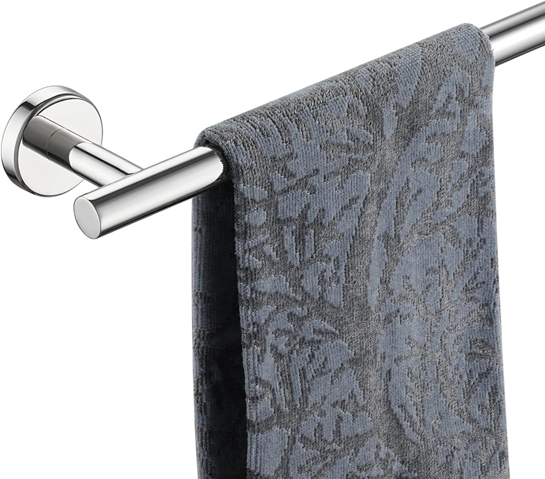 JQK Bath Towel Bar Chrome, 36 Inch 304 Stainless Steel Thicken 1mm Single Towel Rack for Bathroom, Towel Holder (Polished Chrome) Wall Mount, 39 in Total Length, TB110L36-CH