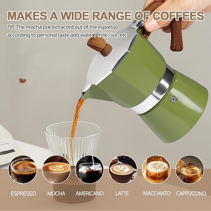 Aluminum 12 Cup 600ml Moka Pot Express Coffee Maker Stovetop Espresso Colorful Coffeemaker Italian Classic Style Brewing Greca Cafe Mocha Machine for Cafeteras Lover Camping Travel and Home Use 20oz