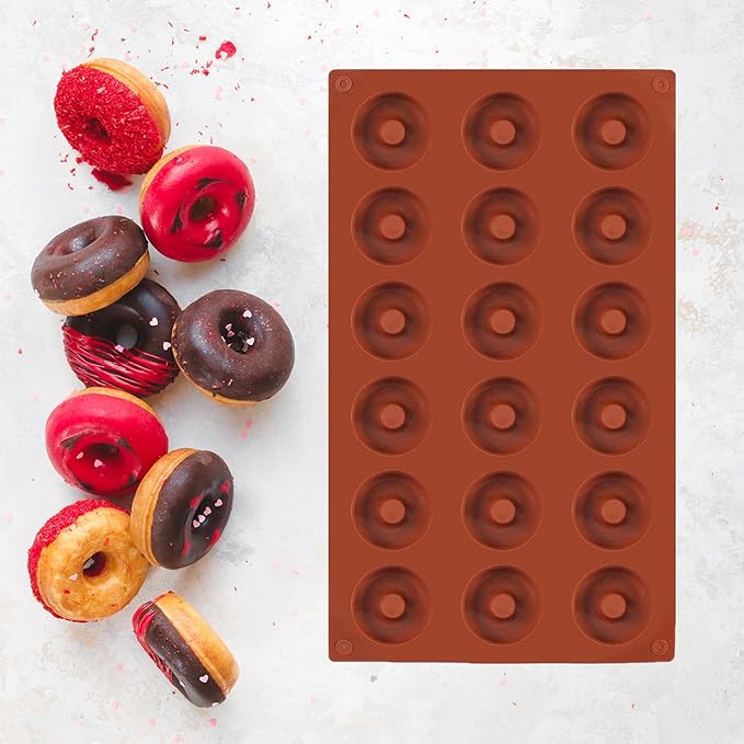 2pcs Mini Donut Pan Silicone Mold for Mini Donut, 18 Cavities Silicone Molds for Donut Home Reusable Donut Baking Pan Tray