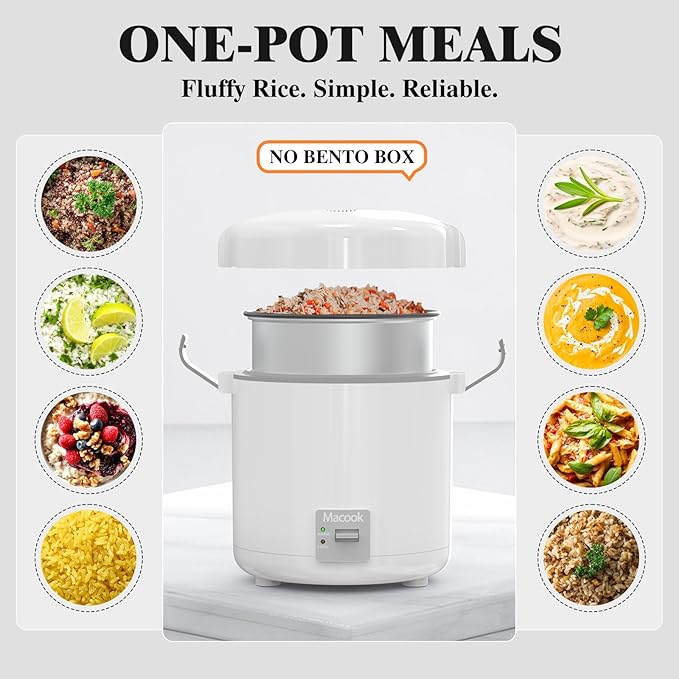 Rice Cooker Small 1-1.5 Cups Uncooked(3 Cups Cooked), Mini Rice Cooker with Removable Nonstick Pot, One Touch&Keep Warm Function, Travel Rice Cooker for Soup Grain Oatmeal Veggie, White