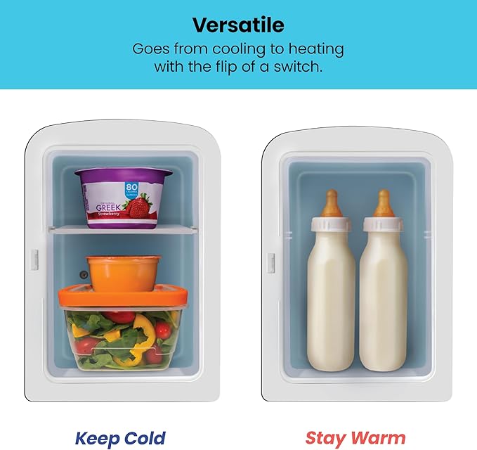 Chefman - Iceman Portable Mirrored Personal Fridge 4L Mini Refrigerator, Skin Care, Makeup Storage, Beauty, Serums & Face Masks, Small For Desktop Or Travel, Cool & Heat, Cosmetic Application, Pink