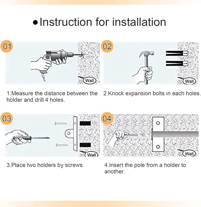 Kitchen Utensils Holder Hanging Racks 304 Stainless Steel Rail Utensil Storage Hanger Wall Mounted Rack for Tools and Pots(80cm)