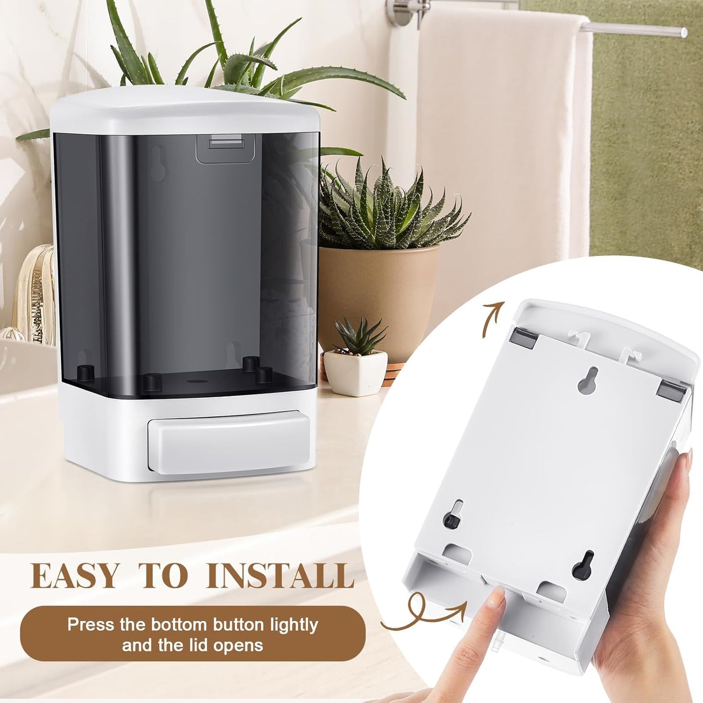 Hushee 2 Pcs Commercial Soap Dispenser Wall Mounted Manual Soap Dispenser Containers Bathroom Plastic Hand Wash Wall Containers for Kitchen Hotel Liquid