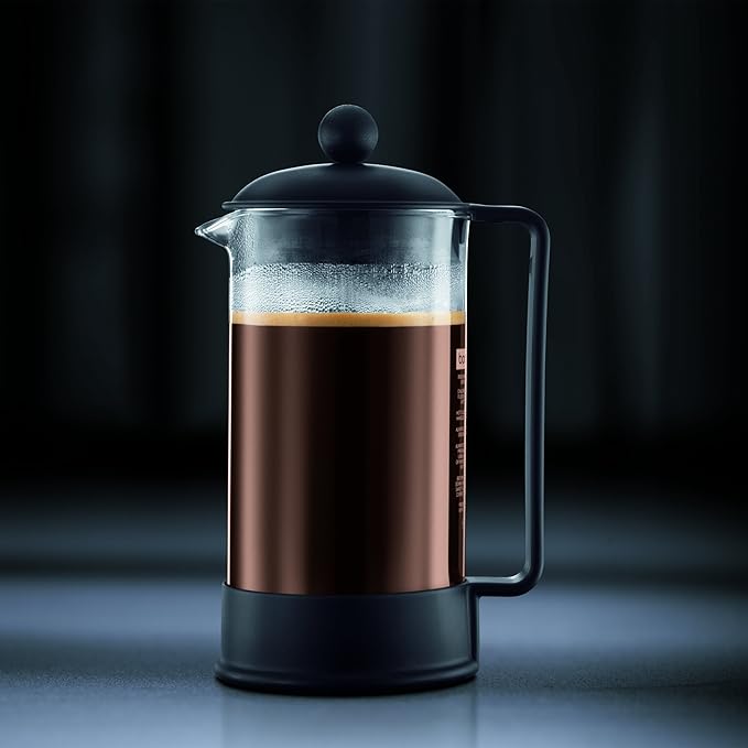 Bodum 34oz Brazil French Press Coffee Maker, High-Heat Borosilicate Glass, Red - Made in Portugal