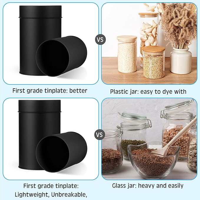 Zopeal 3 Pack Metal Tea Tin Canister with Airtight Double Lids 16 oz Round Tin Can with Lid Double Sealed Small Kitchen Container for Loose Tea Storage Coffee Sugar Candy Herbs and Spices