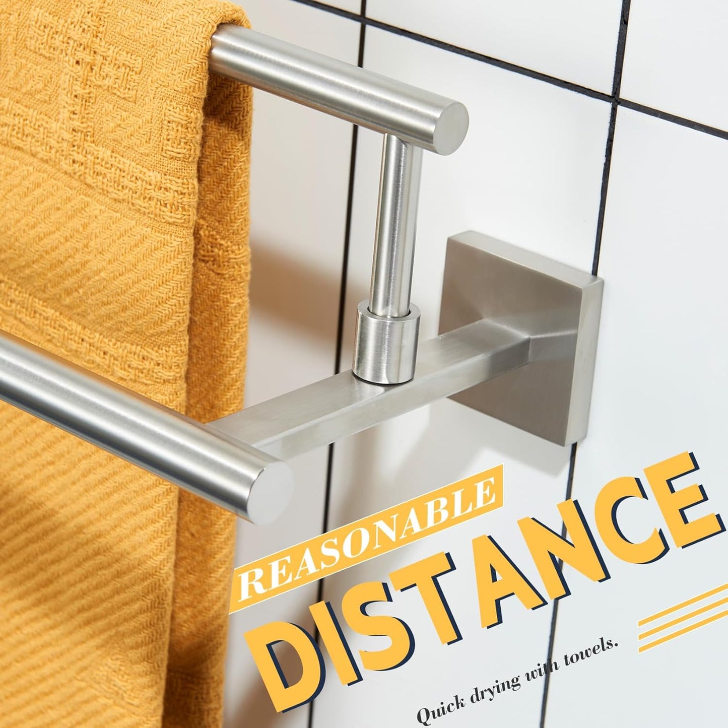 KOKOSIRI Bath Towel Holders Brushed Nickel Bathroom Rack 24-Inch Double Towel Bars Rails for Garage Kitchen Stainless Steel B5009BR-L24