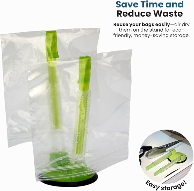 Original Jokari Adjustable Baggy Rack Stand 1 Pack. Prop Plastic Ziploc Freezer Storage Bags Open Hands-Free To Pour Leftovers, Snacks and Meal Prep Ingredients With No Food Spills or Kitchen Mess.