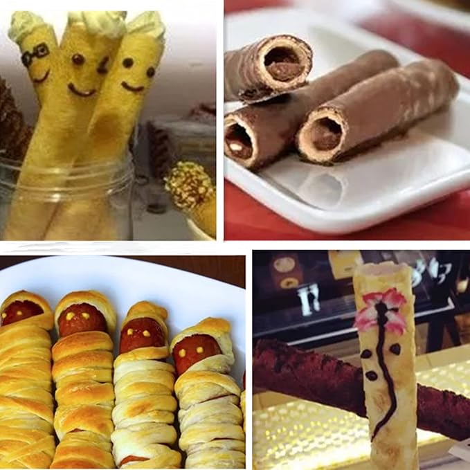 Joyeee 16-Pack Cannoli Tubes Molds Set, With 4.7 Inch Non-Stick Tubes, Large, Reusable Piping Bag, Brush and Stainless Steel Tips, Forms Kit for Croissant Shells and Cream Roll Baking