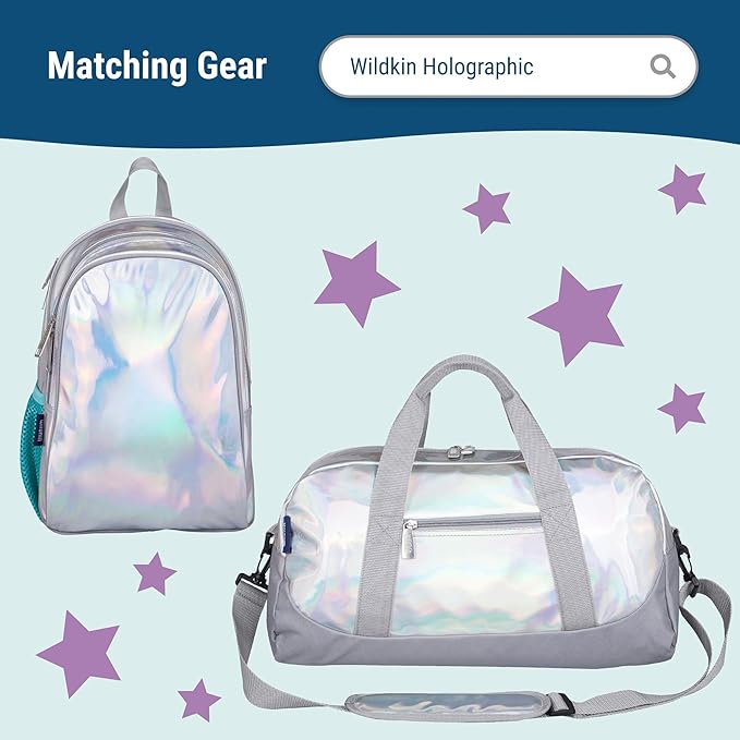 Wildkin Kids Two Compartment Insulated Lunch Bag – Keeps Food Hot or Cold, Easy-Clean Lining, Leak-Resistant & BPA-Free – Boys & Girls, Ideal for School, Travel & Daycare – Holographic