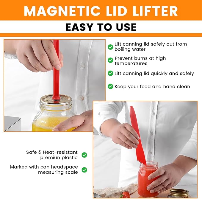 Aifeier ET Canning Tools Kit includes 1pcs Bubble Popper Bubble Remover and 1pcs Jar Lid Lifter Magnetic Lid Lifter (Red)