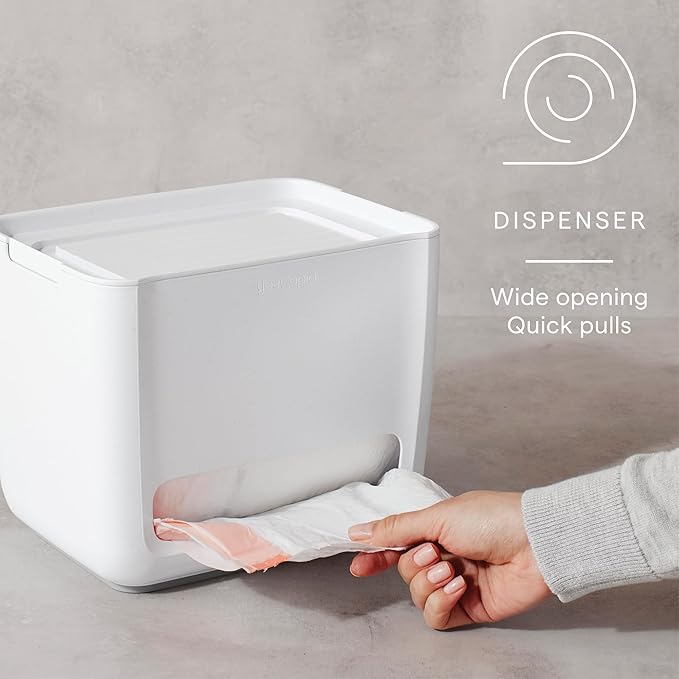 YouCopia SinkSuite Trash Bag Dispenser, Standing Garbage Bag Organizer with Removable Lid and Cradle for Storage, Speckled White