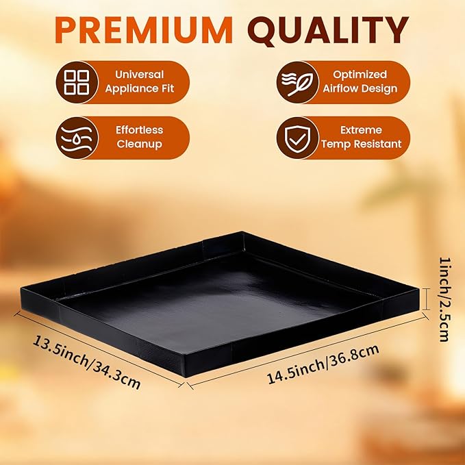 Professional-Grade 2-Pack PTFE Solid Oven Baskets, 13.5x14.5x1 Inch Non-Stick Solid Oven Trays for Commercial Kitchens & High-Volume Cooking