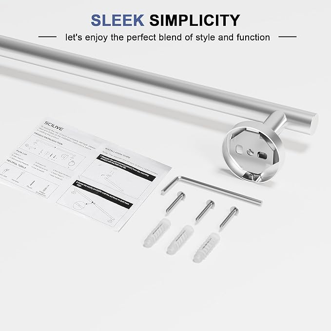Brushed Nickel Towel Bar, 14 Inch Towel Racks for Bathroom Wall Mounted, SUS304 Stainless Steel Bathroom Towel Holder, Total Length 16.4 Inch Towel Bars