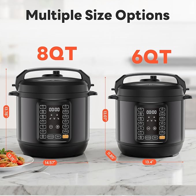 Sweetcrispy 16-in-1 Electric Pressure Cooker 6QT, 12-Preset Multi Cookers with Ceramic Pot, Slow Cook Rice Steamer Sauté Soup Yogurt Maker and More, Recipe Book