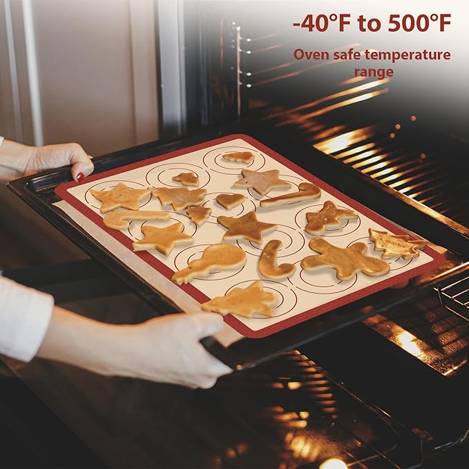 Silicone Baking Mat Set of 4, Macaron Silicone Baking Mat for Baking Sheets, Non-Stick & Reusable Silicone Mats for Baking Macarons, Cookies, Pastries, Pizza