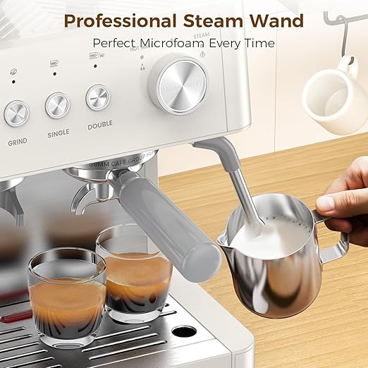 COWSAR (2026 Upgrade) 15 Bar Espresso Machine with Grinder & Milk Frother Steam Wand, 58mm Commercial Espresso Maker for Home,Coffee Maker with Grinder Perfect for latte,Cappuccino