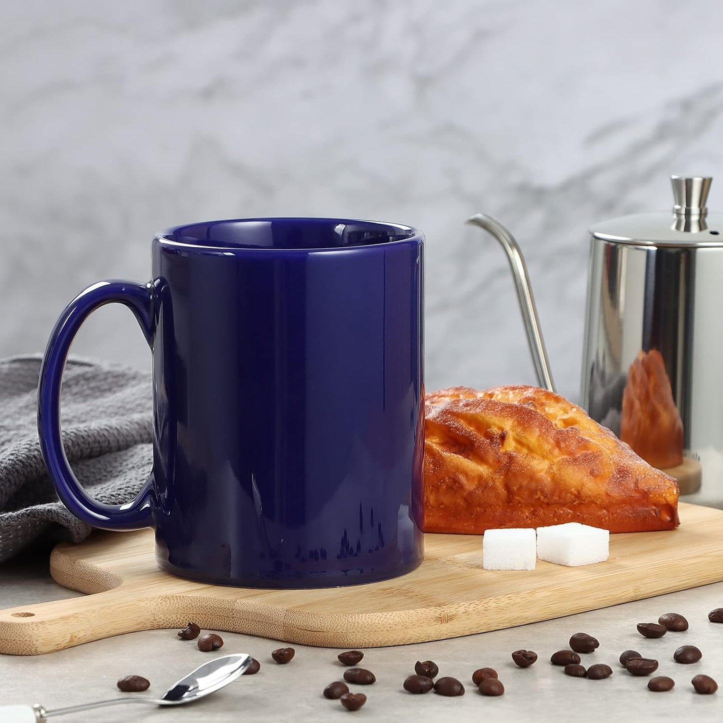 Large Coffee Mugs, 22 OZ(650ml) Extra Coffee Mug Set of 2, Smooth Ceramic Boss Cups, Big Capacity and Large Handle, for Dad Men, Blue