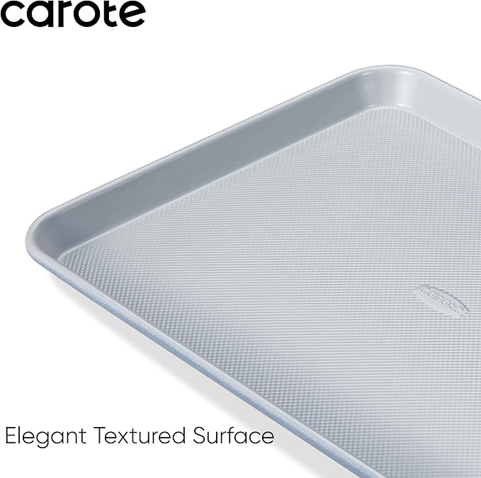 CAROTE 3-Piece Baking Pan Set - Bakeware Set, Baking Sheet Set Including 13 Inch 15 Inch 17 Inch Sheet Pan, Cookie Sheet for Baking, Royal Violet, Blue & Grey